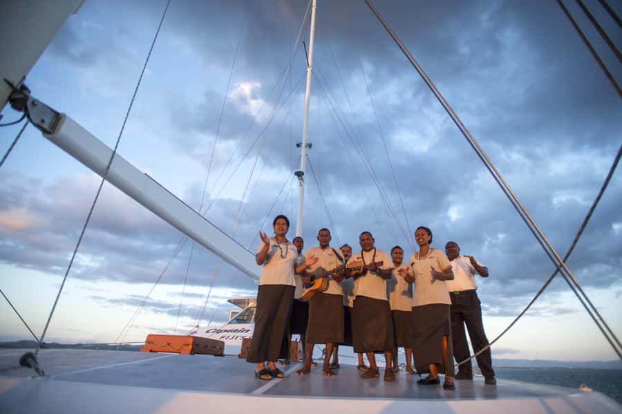 Fiji: Captain Cook Cruises Sunset Dinner Cruise with Lobster - From hotel pickup to the marina